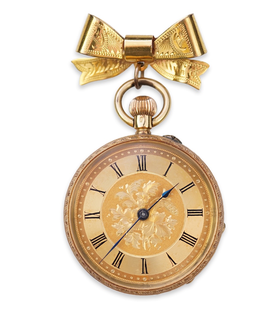 A gold fob watch, early 20th century and later